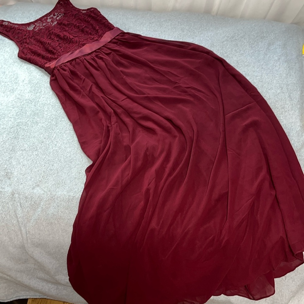 Maroon Maxi Dress Gown Small Prom Event Lace Hoco Party Sleeveless Maroon